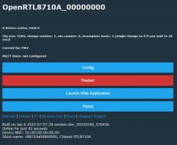 OpenRTL8710A user interface screen with configuration buttons.