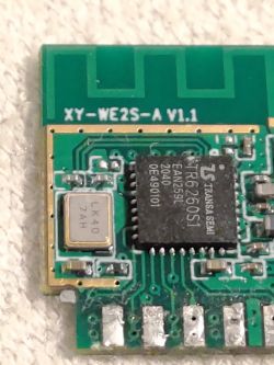 Close-up of a circuit board featuring the TR6260S1 chip and labeled XY_WE2S_A V1.1.