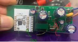 Close-up of a circuit board with marked electronic components.