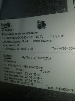 Indukcja Beko HII 64400 AT - zwarcie po podłączeniu Indukcja Beko HII 64400 AT - zwarcie po podłączeniu