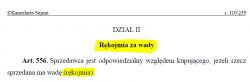 Sekcja o rękojmi za wady z dokumentu prawnego.