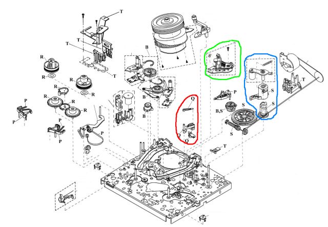 vcr, Grundig GV 7400 HIFI, gnie dolną krawędź taśmy
