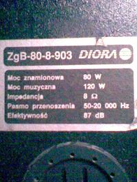 Jaki zamiennik głośnika niskotonowego do Diora ZgB-80-8-903?