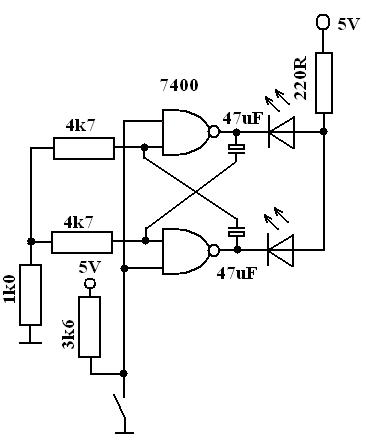Multiwibrator astabilny na bramkach NAND .