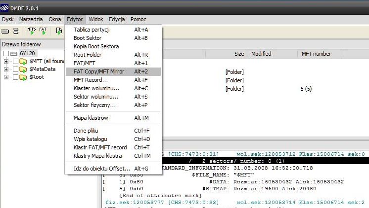 Correcting errors in the master file table mft mirror что это