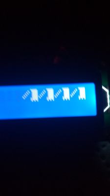 Dark text on HD44780 blue LCD display with I2C converter connected to NodeMCU Dark text on HD44780 blue LCD display with I2C converter connected to NodeMCU