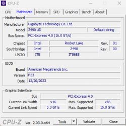 Zrzut ekranu z programu CPU-Z pokazujący szczegóły płyty głównej.