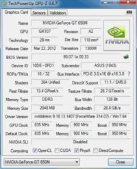 GT 650 M - Nvidia GT 650 M- niska wydajność.