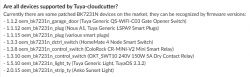 List of firmware versions of devices supported by Tuya-cloudcutter.