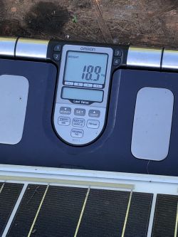 Waga elektroniczna Omron pokazująca wynik 10,9 kg