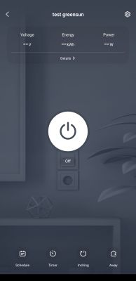 App Interface with Power Button App interface with power button and energy management options.