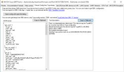 Screenshot of BK7231 Easy UART Flasher showing a JSON panel and a text description panel.