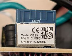Image of a CB2S module with a label showing the model, part number, and serial number.