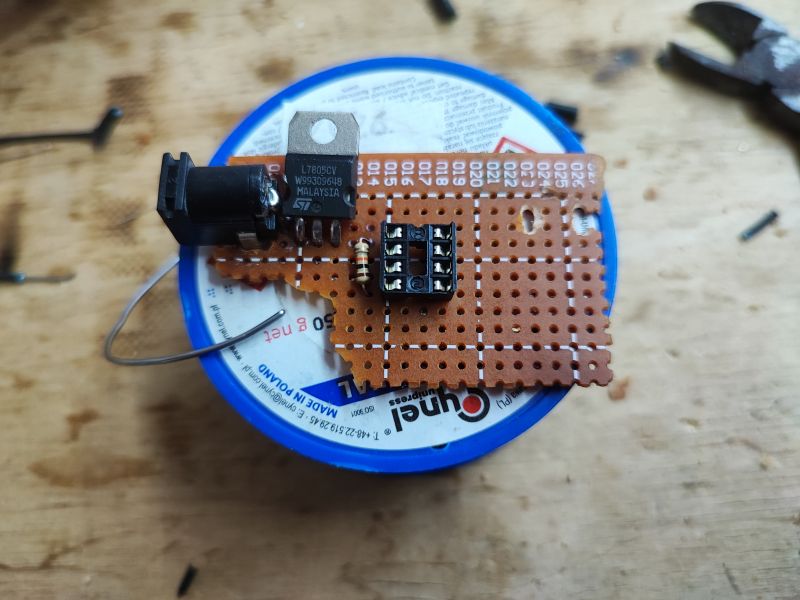 LED Dimmer Prototype on Perforated Board Prototype of a LED dimmer on a perforated board with power supply.
