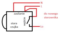 Schemat podłączenia starej czujki do nowego sterownika