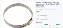 Metalowa opaska zaciskowa do zmywarki Whirlpool WSIO 3O34 PFE X.