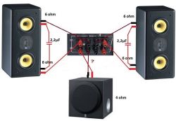 Connecting 4-Channel Amplifier to Two 6-Ohm Two-Way Speakers & 4-Ohm Passive Subwoofer