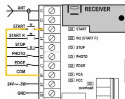 Diagram showing the connection of buttons to the controller terminals labeled L3 and L8.