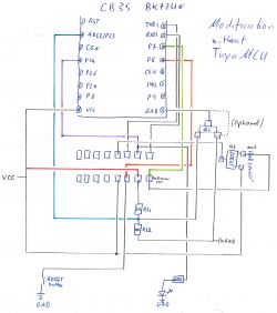 Wiring diagram of a circuit with CB3S and BK7231N.