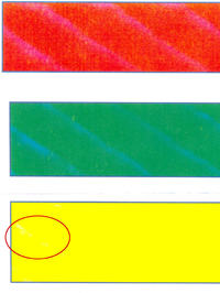 Xerox WC7328 - Niedokładnie nakłada Yellow (prążki)