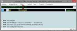 Zrzut ekranu z programu diagnostycznego pokazujący kody bajtów dla modułu komfortu z trzema drzwiami 1.9 TDI.