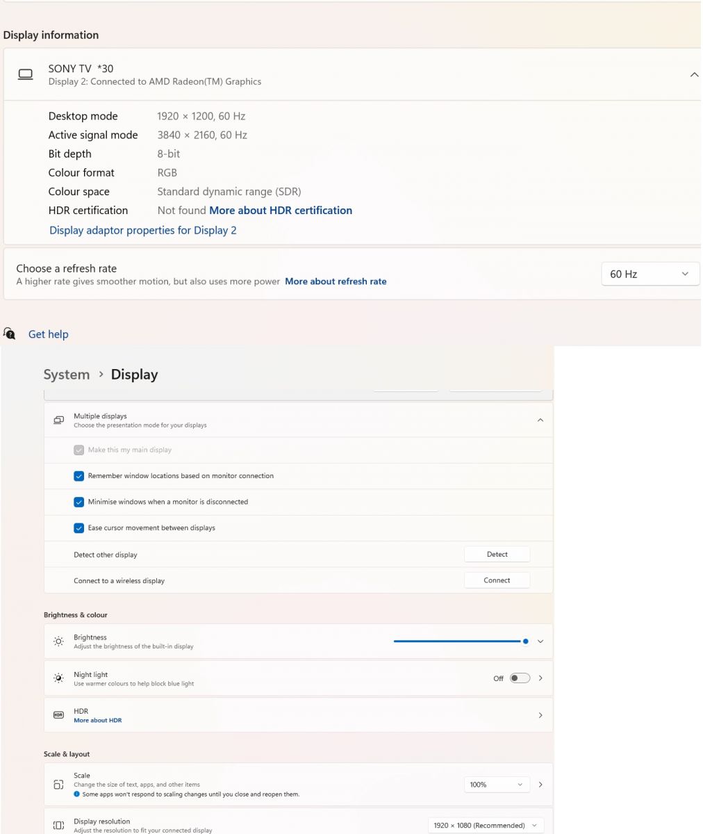 Sony Bravia XR 65X94K problem z podłączeniem z laptopem Lenovo