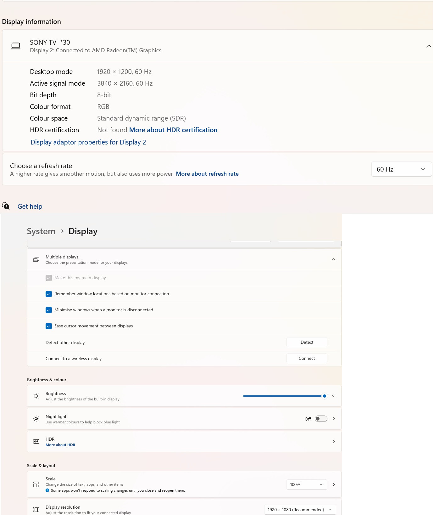 Sony Bravia XR 65X94K problem z podłączeniem z laptopem Lenovo