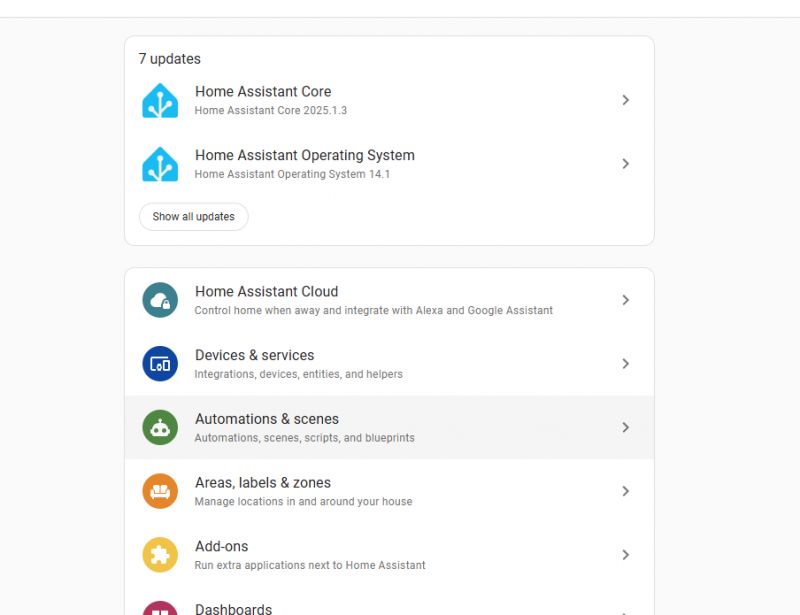 Home Assistant Interface for Automation Creation Screenshot of Home Assistant interface with automation creation option.