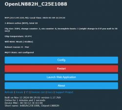 User interface displaying information about the OpenLN882H_C25E1088 device.