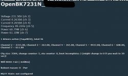 Screenshot showing information about the OpenBK7231N device.