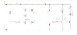 Schemat elektroniczny z diodami, rezystorami i tranzystorami do lampki solarnej