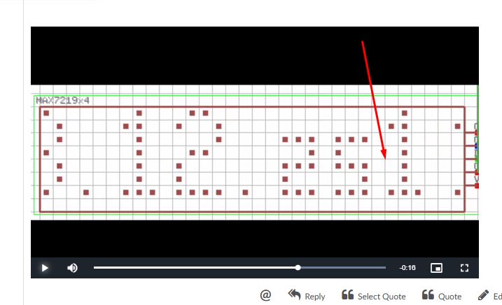 Digital LED display grid showing the time 12:36 with a red arrow pointing at digit 3