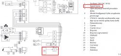 Schemat elektryczny złącza w kotle Immergas Vitrix Exa 24 X 1 ERP z wyróżnionym złączem 21 „Sygnał stanu”.