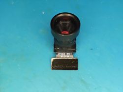Camera module with wide-angle lens on a blue background