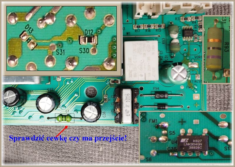 Electrolux EWT 105510W - brak włączenia, wyświetlacz ciemny, napięcie 230V, szukam schematu
