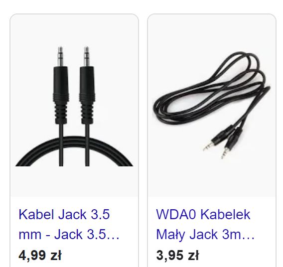 Dwa rodzaje kabli audio mini jack 3.5 mm