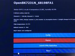 OpenBeken Control Panel with Sensor Information OpenBeken user interface displaying DHT11 sensor data