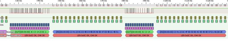 PulseView screenshot showing UART communication analysis between ESP32 and MCU