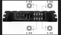 Podłączenie głośników nisko i wysoko tonowych pod jeden kanał zmostkowany - Chrunch gpx1200.4