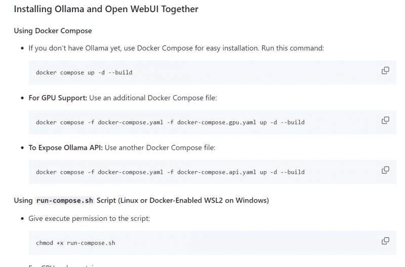 Installing Open WebUI and Ollama with Docker Compose Installation instructions for Open WebUI with Docker Compose.