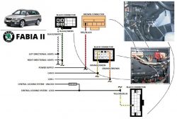 Skoda Fabia II, central locking - connecting the universal central unit