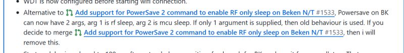 A section of technical documentation related to PowerSave command support on Beken devices.