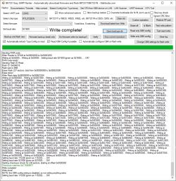 Easy UART Flasher interface with “Write complete!” message in main window