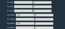 Module configuration screen with a list of PWM settings.