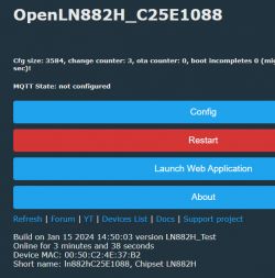 Screenshot of OpenLN882H_C25E1088 interface with configuration options.