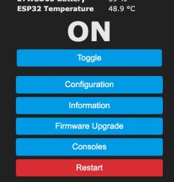 User interface with ON button and additional configuration options.