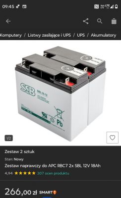 Zestaw dwóch akumulatorów SSB SBL18-12, 12V 18Ah.