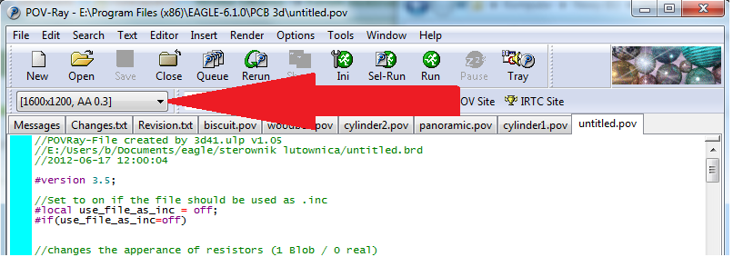 Eagle 3D - niska jakość obrazu płytki PCB, Eagle 6.2, POV-ray