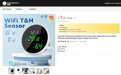 Advertisement for a digital WiFi temperature and humidity sensor.