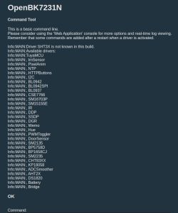 Driver list in the OpenBK7231N command tool console interface